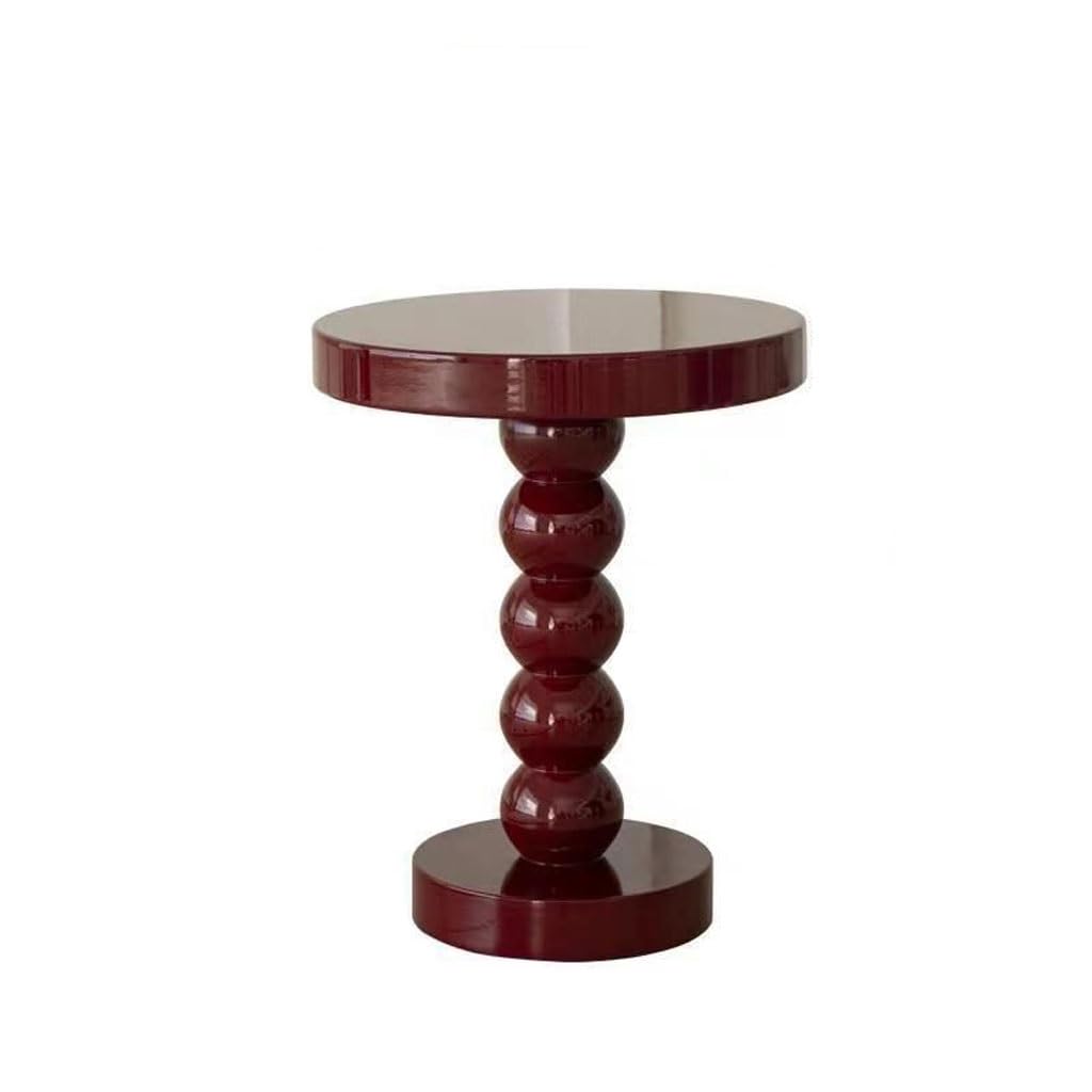 RENEESME Sofa Vintage Sofa Side Table Solid Wood Small Round Table Coffee Table Bedside Small Table Shelf Corner Table Side Table Sofas for Living Room(Red)