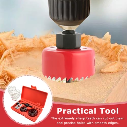 Hole Saw Sets, 11Pcs Holesaw Set, 19-64 mm Hole Cutter with A Pair of Gloves, Storage Box, Holesaws Carbon Steel Downlights Drill Bit Tools for Drilling Soft Metal, Wood, PVC, Plastic - Image 4
