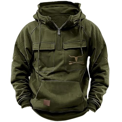 Sudadera de forro polar con media cremallera para hombre, sudadera deportiva de manga larga con bolsillos, abrigos de invierno, ropa deportiva, chaqueta ligera, verde, L