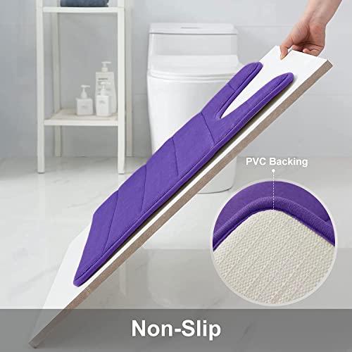 Buganda Memory Foam Contour Toilet Bath Rug, U-Shaped Non Slip Absorbent Thick Soft Washable Bathroom Rugs, Floor Carpet Bath Mat for Bathroom Sink Toilet (20" x 24", Purple) - Thumbnail 3