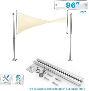 Patio Sun Shade Sail Canopy Pole Post Kit 8' Feet Tall (96") St