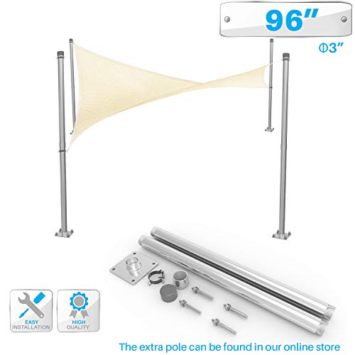 Patio Sun Shade Sail Canopy Pole Post Kit 8' Feet Tall (96") St
