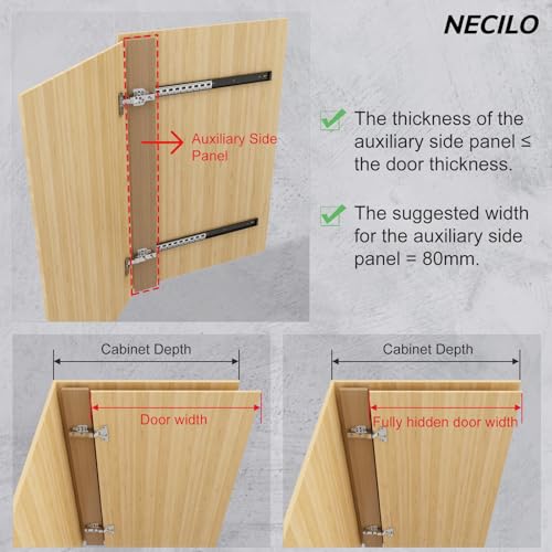 NECILO Cabinet Pocket Door Slides 24 Inch, Sliding Cabinet Pocket Door Hardware, Full Extension Ball Bearing, Space Saving Top/Side Mount for Cabinet Doors Wardrobes Closet Pantry, 1 Pair by NECILO - Image 4