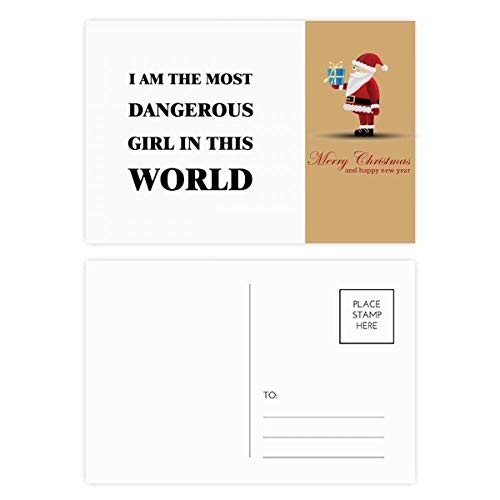 Cartes postales I Am The Dangerous Girl Père Noël lot de 20 pour envoyer des vœux chaleureux