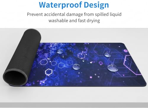 Image of Saco XXL Gaming Mouse Pad for PC - Large Desk Mat 900x400x3mm, Extended Non-Slip Rubber Base, Waterproof Surface, Galaxy Hex Pattern, Big Keyboard Mouse Pad for Office & Home Setup