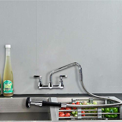 Kwode Pre-Rinse Hose With Spray Valve 44 Inch Flexible Stainless Hose With Sprayer Nozzle Head Replacement Kit For Commercial Kitchen Sink Faucet(Free Brass Adapter To Connect Add-On Swivel Spout) #TOP6