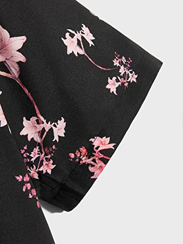 Floerns Men's Causal Summer Print Shirt Short Sleeve Button Down Beach Shirts Black Floral Xxl #TOP4