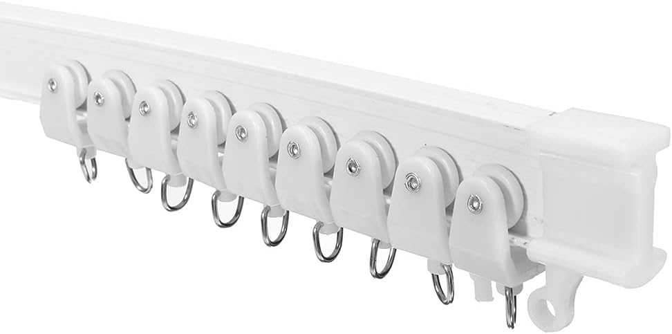 SinseD Curtain Rail Track,Curtain Track Flexible Ceiling Mounted Curtain Track Rail Straight Slide Windows Balcony Plastic Bendable Home Window Decor Accessories, 4500mm