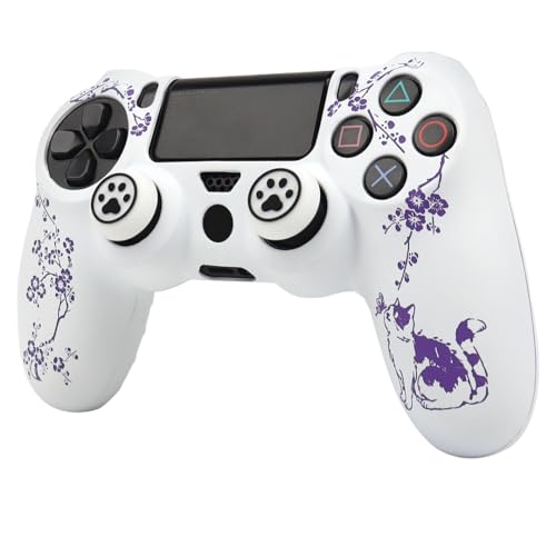 Image of Cat Among Blossoming Branches Design Controller Skin Cover with 2 Thumb Grips Compatible with PS4 /Playstation 4 Slim /Pro Controller