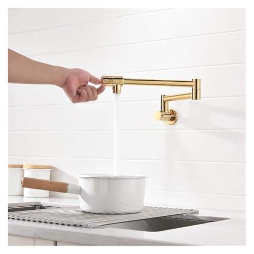 Grifo de cocina plegable montado en la pared con diseño de oro rosa y caño giratorio 5
