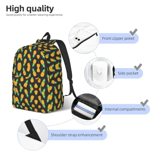 Mochila de lona de moda clásica CHAbu con diseño de piña color Black 5