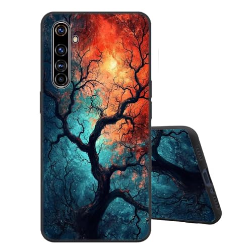 Sinyunron Funda Compatible con Realme X50 Pro 5G Carcasa de Protección de Silicona,Delgado Suave Anti-Choques y Anti-arañazos TPU Protectora Caso con Moda Estética Patrón Dibujos-Árboles