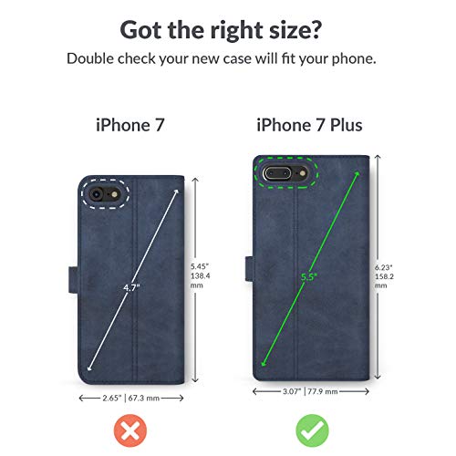 Snakehive Vintage Wallet For Apple Iphone 7 Plus || Real Leather Wallet Phone Case || Genuine Leather With Viewing Stand & 3 Card Holder || Flip Folio Cover With Card Slot (Navy) #TOP5