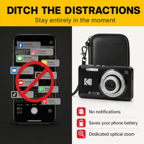 Kodak PIXPRO FZ55 Black 16MP CMOS Sensor Digital Camera 5X Optical Zoom 28mm Wide Angle 1080P Full HD Video 2.7" LCD Vlogging Camera Bundle with Tudak Compatible Case, 32GB SD Card & Microfiber Cloth - image 5