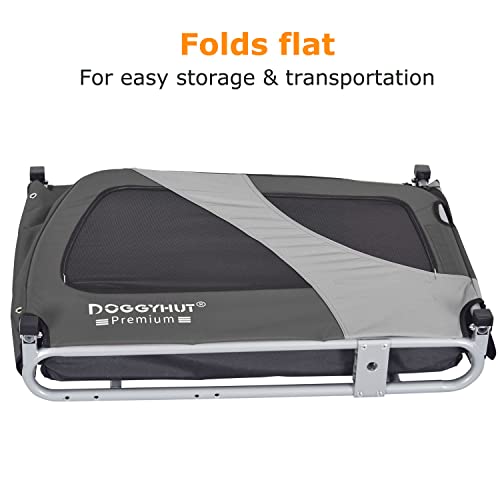 XL Pet Bike Trailer & Stroller for Dogs Up to 45kgs Parking Brakes Reinforced Base Floor (Grey/Black) - Image 8