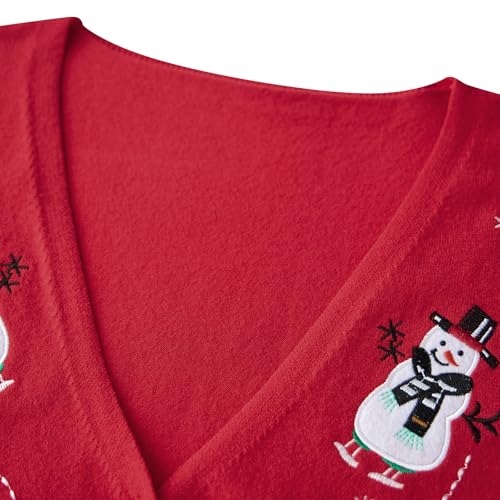Image of Christmas Vest for Women Reindeer Santa Snowman Embroidery Sweater Sleeveless Ugly Xmas Knit Tank Top