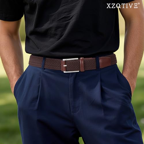 Image of XZQTIVE Braided Stretch Belt Mens Gift Elastic Woven Belt for Golf Casual Pants Shirts Jeans