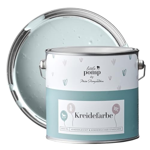 MissPompadour Wandfarbe Kinderzimmer Blau & Gelassen 2,5L mit hoher Deckkraft - geruchsneutrale, spritzfreie Kreidefarbe - atmungsaktiv, wasserbasiert, VOC-frei - LittlePomp