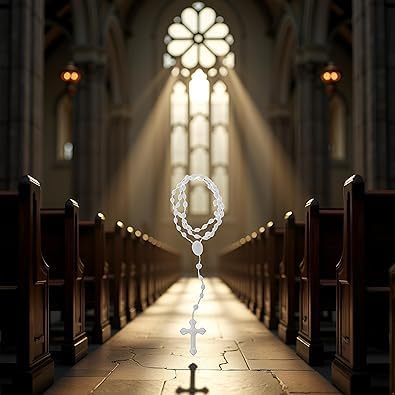 2Pcs White Plastic Rosary Beads Luminous Necklaces Catholicism Prayer Religious Jewelry, Cross Necklace for Women, Cross Necklace for Men,Women's Chain Necklaces,Jewelry - Image 6