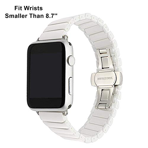 Ceramic Band Strap Fashionable Smartwatch Wristband Bracelet Compatible With 45Mm 44Mm 42Mm Apple Watch Series 1 2 3 4 5 6 7 8 Se/49Mm Ultra (White,Style 1) #TOP1