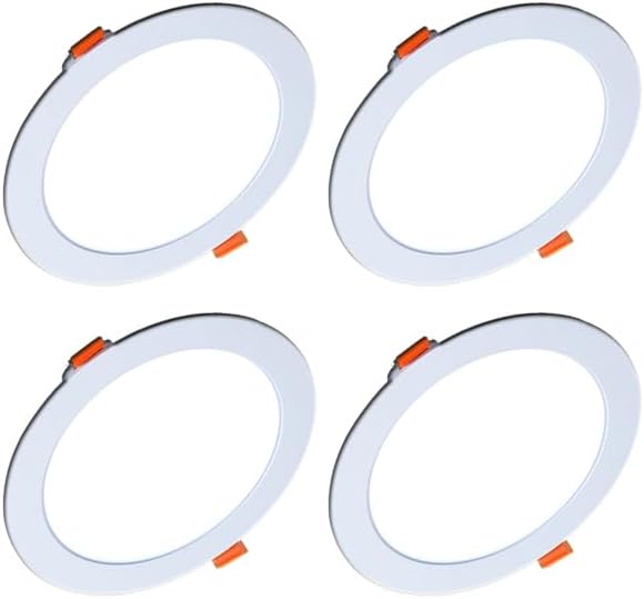 ZEEZ 4 Pack LED Recessed Lighting 7 Inch (OD 7.45" / ID 6.60"), 15W Round Ceiling Down Light Fixture, Non-Dimmable Canless Cool/Cold White Can Lights, Ultra-Thin Panel Wafer Pancake Downlight