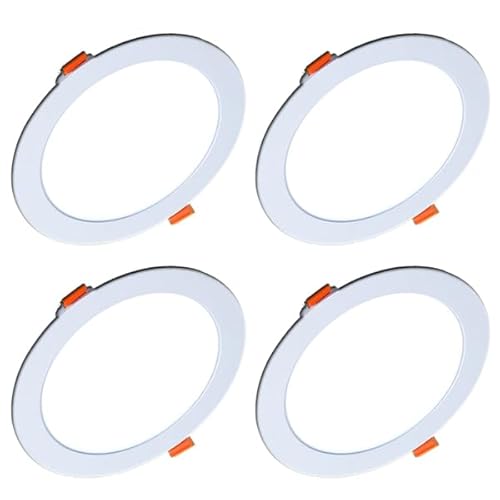 ZEEZ 4 Pack LED Recessed Lighting 8 Inch (OD 8.75" / ID 7.75"), 18W Round Ceiling Down Light Fixture, Non-Dimmable Canless Soft Warm White Can Lights, Ultra-Thin Panel Wafer Pancake Downlight