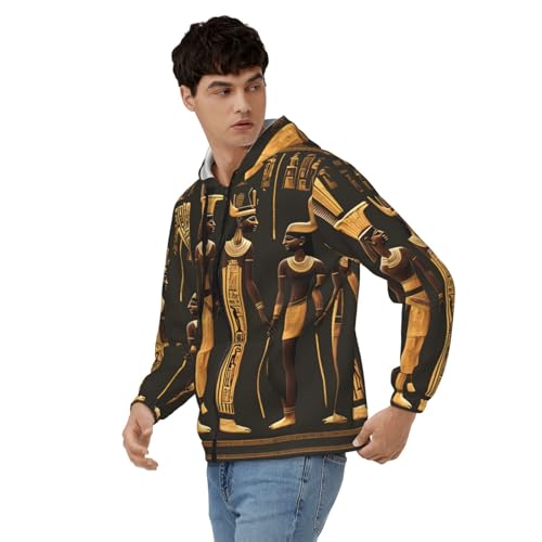 Sweat à capuche zippé imprimé hiéroglyphe égyptien grande taille
