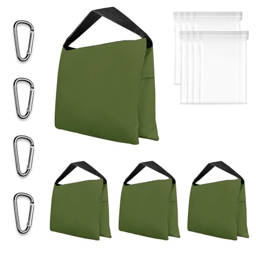 EMART 4 Pack Green Sand Bags for Weight, Heavy Duty Sandbags for Light Stand Tripod, Photography Equipment, Canopy Weights, Pop Up Tent, Umbrella Base, Backdrop Stand, Camping, Fishing Chair, Sports