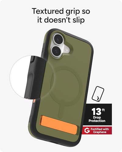 Image of ZAGG Sedona Snap Case with Kickstand for iPhone 17 - Green Sea Kelp, Drop Protection (13ft /4m), Multi-Layer Protection, with Camera Button, MagSafe Phone Case with Impact-Absorbing Bumpers