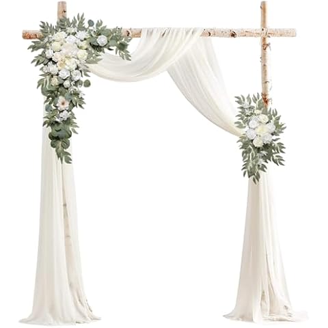 BASIMAN Arch Flowers with Drapes Kit (Pack of 3) for Wedding Ceremony Arbor and Reception Backdrop Decoration Wedding Welcome Signs Floral Birthday Party Decoration Cover