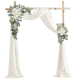 Arch Flowers with Drapes Kit (Pack of 3) for Wedding Ceremony Arbor and Reception Backdrop Decoration Wedding Welcome Signs Floral Birthday Party Decoration