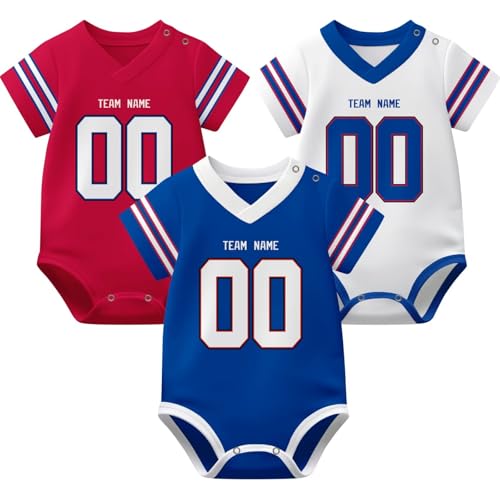 Image of KREDE Baby Clothes Unisex Bodysuit Jersey Style Custom Name Number for Baby Boys