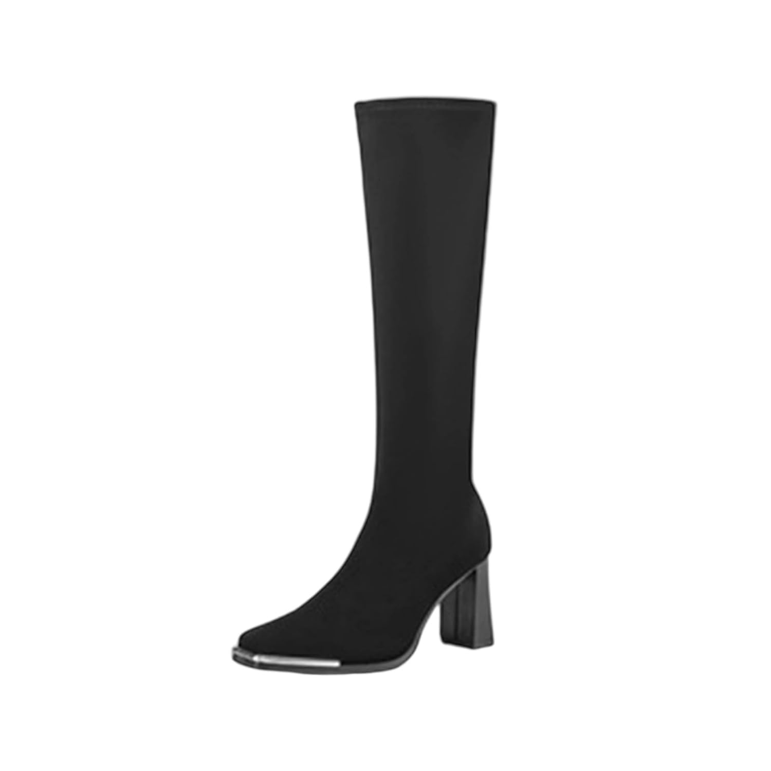 Womens Knee High Boots Chunky Heel Square Toe with Side Zipper Fashion Long Dress Boots for Fall Winter