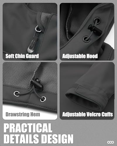 Image of 33,000ft Men's Softshell Jacket with Hood Waterproof Windbreaker Lightweight Rain Shell Jacket for Outdoor Hiking Travel