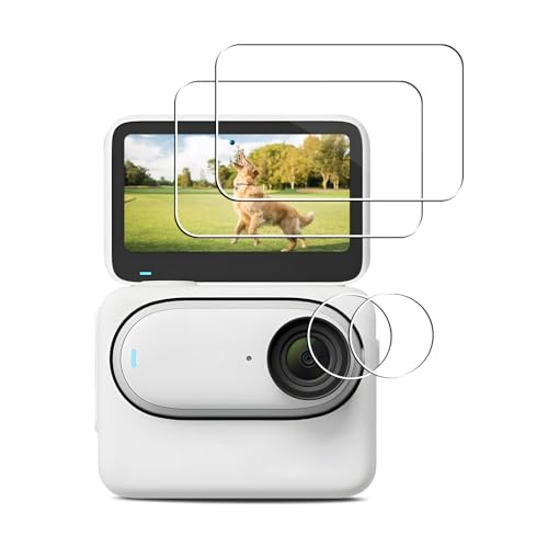 【2+2枚セット】 seninhi 対応 Insta360 Go3S 用の ガラスフィルム 2枚 + レンズ保護フィルム 2枚 液晶 保護フィルム フィルム 対応 Insta360 Go3S 用の 強化ガラス カバー 画面 シート 高硬度9H 貼り付け簡単