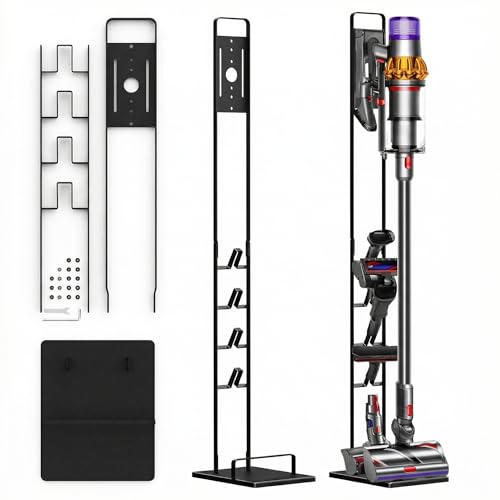 Ständer Kompatibel mit Dyson V15 V12 Gen5 V11 V10 V8 V7 Freistehende Halterung aus 3 mm Stahl Zubehörhalterung für Dyson Akkusauger 127 cm Höhe 4 kg Kein Bohren