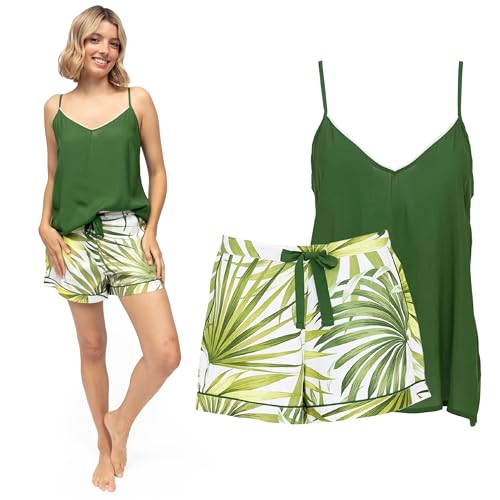 Image of Cyberjammies Charlie Womens Palm Leaf Print Cami and Pyjama Shorts Set | Soft Modal Ladies Pyjamas | Breathable PJs | Summer Lounge Wear Sets