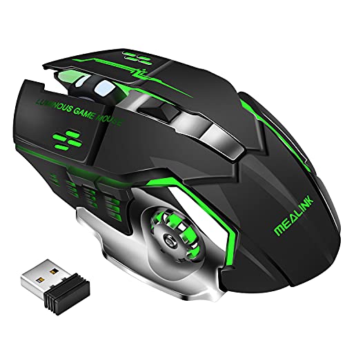 Wireless Mouse, MEALINK Rechargeable USB Mouse with 3 Adjustable DPI, Silent Click, 7 Changeable LED Color 2.4GHz Portable Ergonomic RGB Mouse for PC Laptop, Compatible with Windows Mac