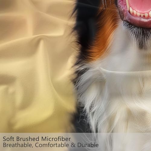 240 x 220 cm Bettwäsche Set Beige, Tier Hund Licht Bedruckte Microfaser Wendebettbezug Weiche Mädchen Winter Bettwäsche mit Reißverschluss für Schlafzimmerdekoration