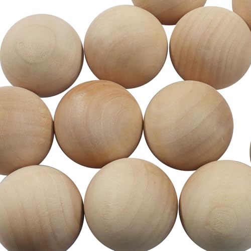 Unlorspy 1-1/2 Inch Natural Wood Beads, 38mm Round Wooden Balls, 20Pcs