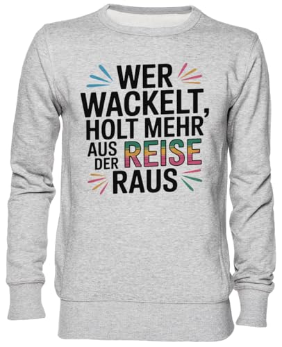 Sweat-shirt gris Wer Wackelt, le jumper unisexe contre le froid en voyage