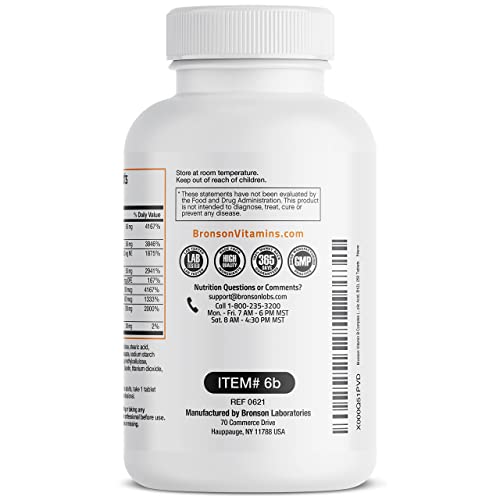 Bronson Vitamin B Complex (Vitamin B1, B2, B3, B6, B9 - Folic Acid, B12), 250 Tablets #TOP2