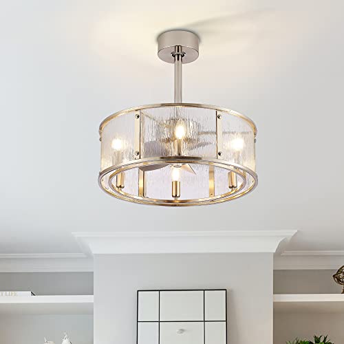 Breezary 20 Inch Caged Ceiling Fan With Lights Remote Control, Modern Industrial Small Low Profile Ceiling Fan With Noiseless Reversible Ac Motor And 5 Blades For Bedroom Kitchen Indoor #TOP6