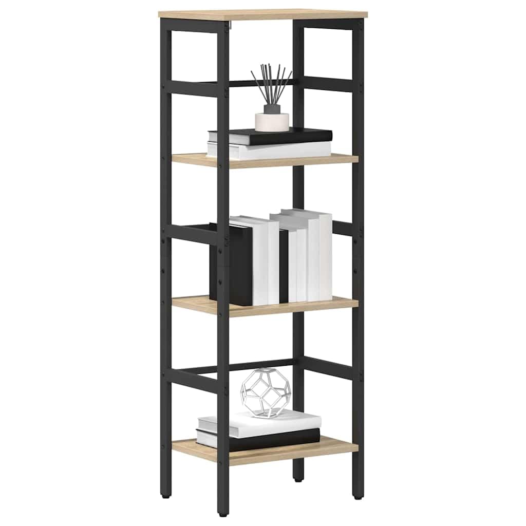 vidaXL Bookshelf Sonoma Oak 40 x 29.5 x 115 cm Engineered Wood, Home Office Bookshelf, Rectangular Steel Storage Unit, Industrial Shelving, Durable Furniture, Modern Book Organizer