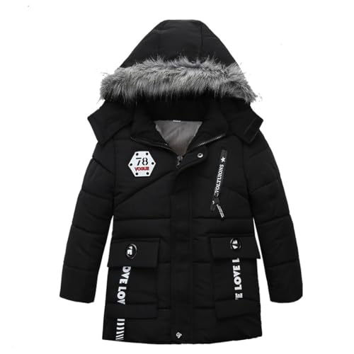 Générique Doudoune à Capuche en Fausse Fourrure Enfants GarçOn, Manteau Hiver Ado GarçOn Manches Longues éPais Chaud Duvet Mode Hiver Matelassé Veste...
