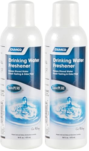 Image of Camco TastePURE Drinking Water Freshener - Prevents Algae and Slime Build Up in Your Drinking Water Tank, Rids Odors and Bad Tastes 16 oz (40206) (Pack of 2)