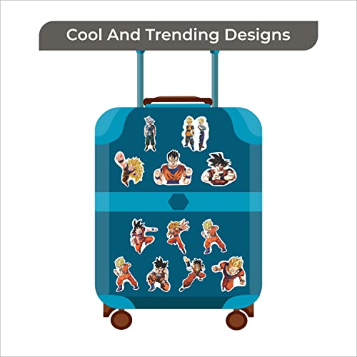 Clickedin - Anime Dragon Ball Self-Adhesive Stickers, No Duplicate 50 Pieces, Strong Adhesive for Laptop Mobile and Car, Vinyl, 21 cms