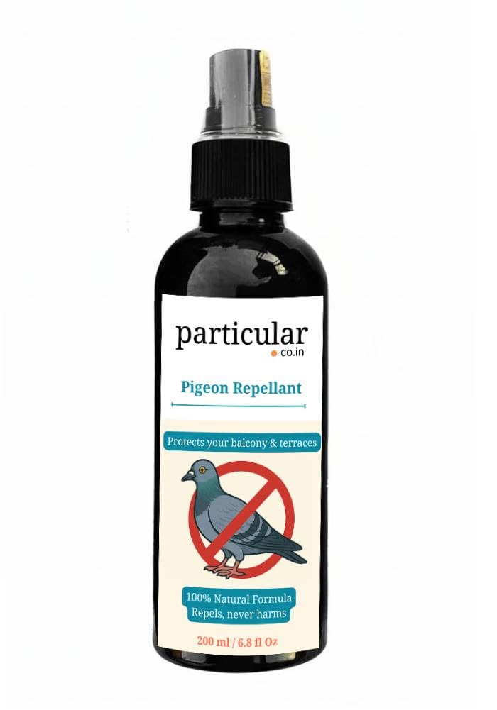 Particular Pigeon Repellent Spray | Natural Bird Control for Balconies, AC Units & Windowsills | Non-Toxic, Eco-Safe & Long-Lasting | Grape, Neem & Eucalyptus Extracts | Herbal Fresh Scent (200 ML)-image-45
