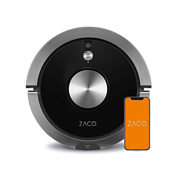 ZACO A9s robotstofzuiger met laadstation met dweilfunctie, app en Alexa-bediening, 2 uur looptijd, voor dierenharen, 3…