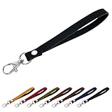 ストラップ 本革 革 ハンドストラップ レディース メンズ 携帯ストラップ 落下防止 リストストラップ ナスカン 馬ヌメ コードバン ブラック